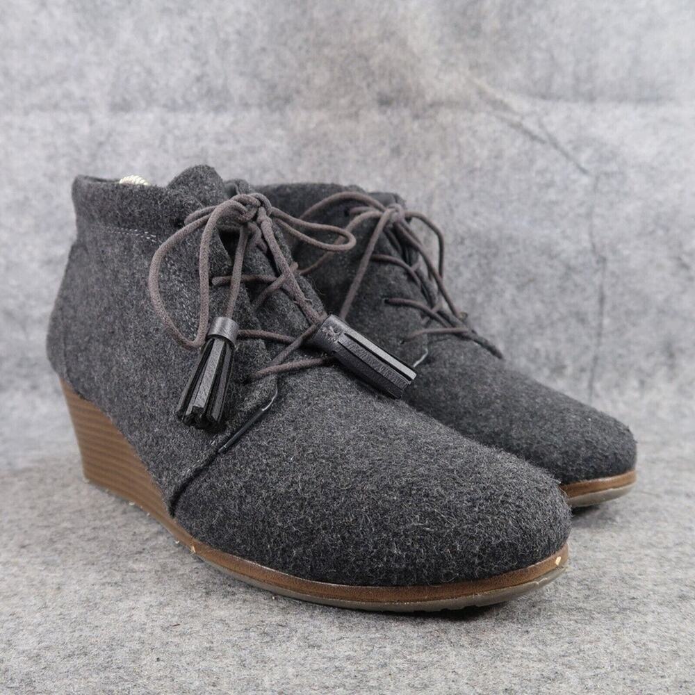 Dr Scholls Shoes Womens 9 Bootie Wedge Chukka Lace Up Casual Fashion Grey Tassel